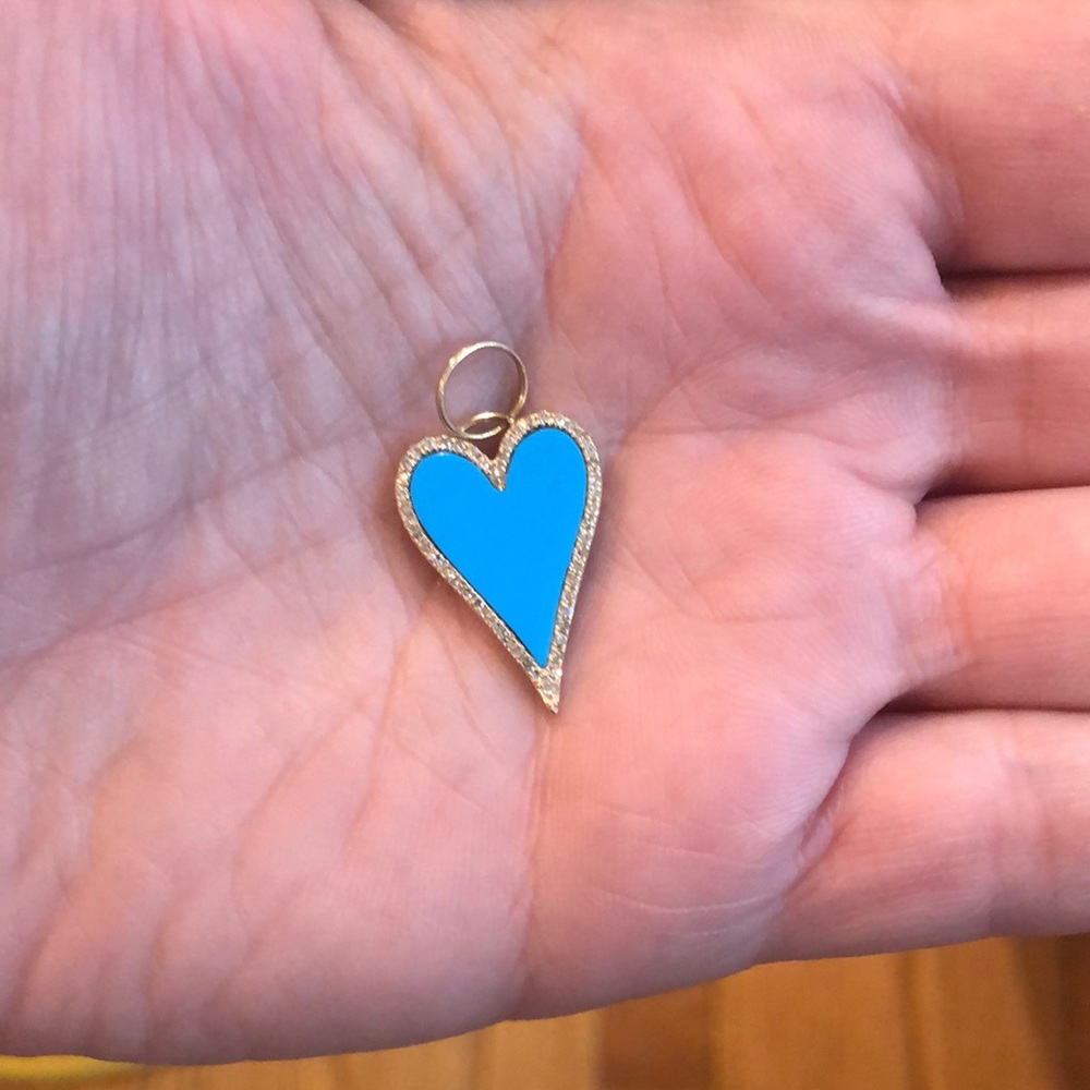 14k yg Turquoise and Diamond Heart